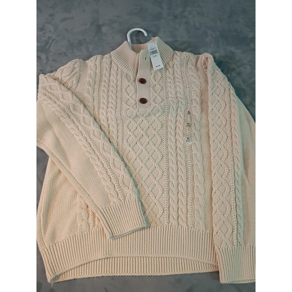 GAP Other - Gap Kids Boys XL 12 Cable Knit Mock Neck Button Sweater Cream New With Tags